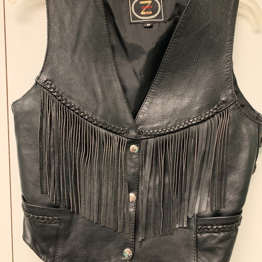 Vintage Zony Inc women's leather vest  with fringe size medium